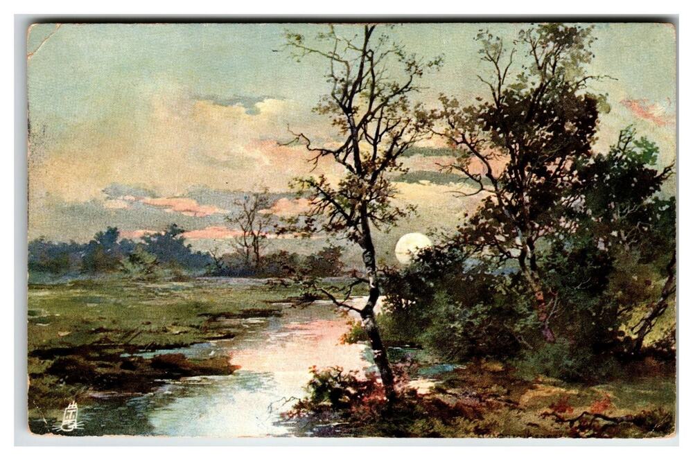 Raphael Tuck Oilette Postcard - Wayside Sketches Sunset Landscape 1905